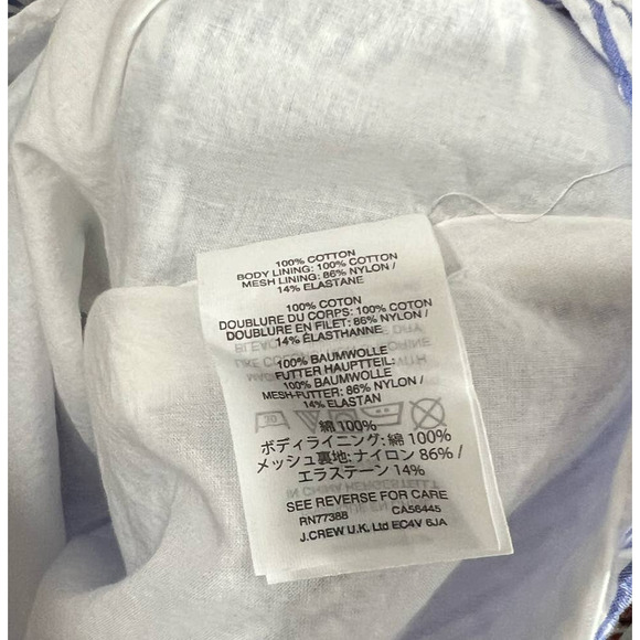 J CREW Seersucker Strapless A Line Midi Dress in Blue White Size 00 - Picture 7 of 8